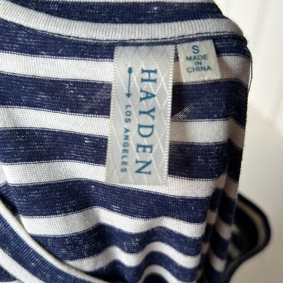 Hayden Los Angeles Navy and White Striped Ruffled Angular Peplum Oversized Small - Picture 2 of 6